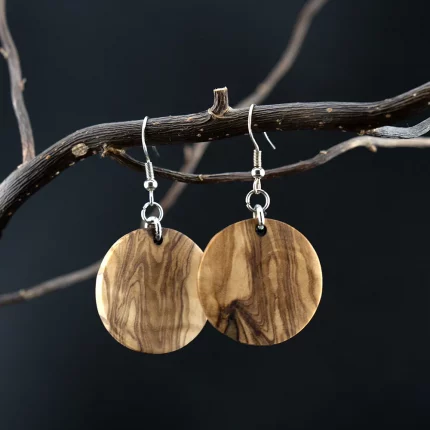Rustikaler Kreis Wildolive Unikat-Design – Handgefertigte Ohrringe aus Olivenholz